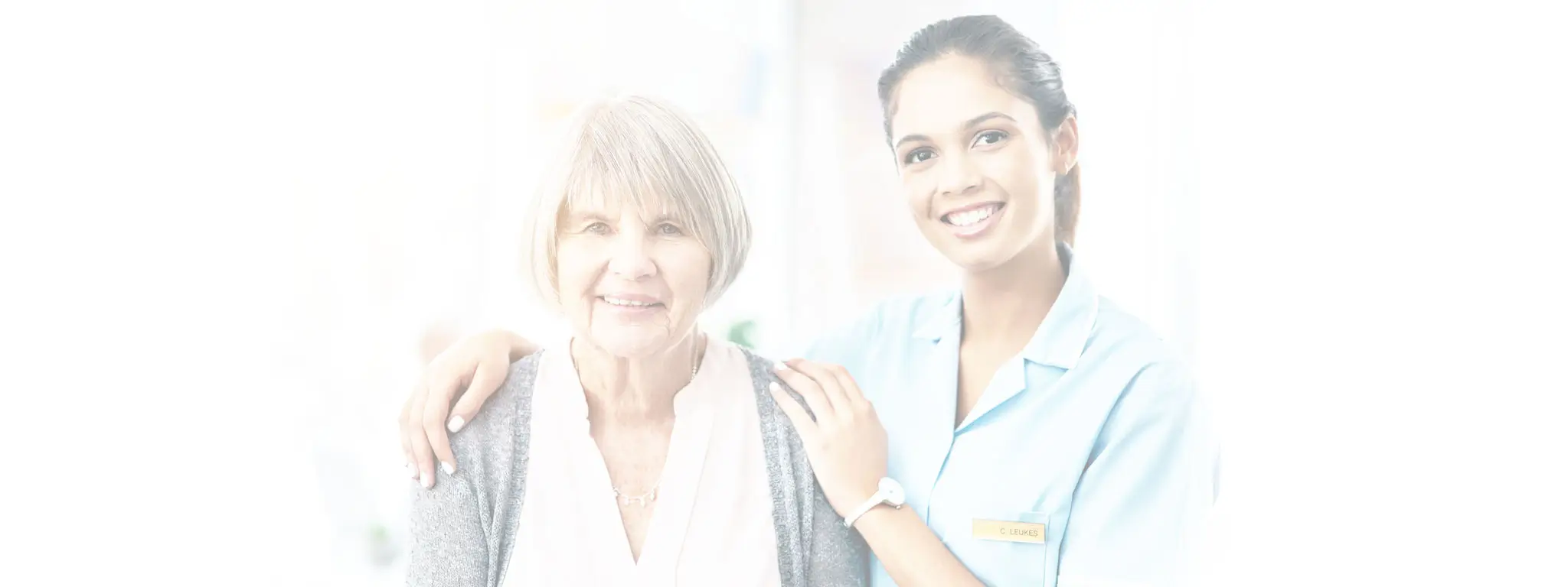 Senior client with caregiver